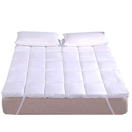 Royal Hotel Abripedic Plush Cotton Mattress Topper, Top Split King, 2 Inches Hypoallergenic Overfilled Down Alternative Anchor Bands Mattress Topper