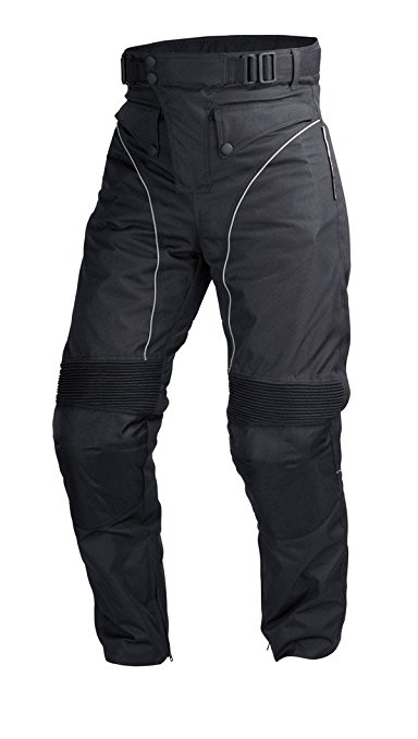 Mens Motorcycle Biker Cordura Waterproof, Windproof Riding Pants Black with Removable CE Armor PT1 (S)