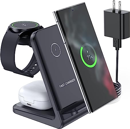 Wireless Charger 3-in-1 Wireless Charging Station for Samsung Multiple Devices Galaxy S23 Ultra S22 S21 Wireless Watch Charger for Galaxy Watch 5 pro/Apple Watch