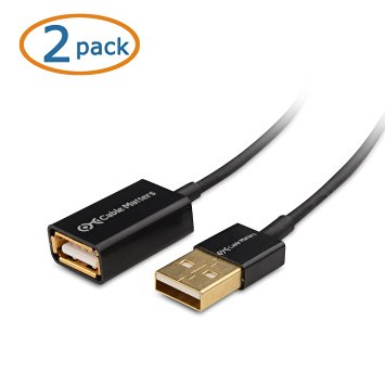 Cable Matters 2-Pack Gold Plated USB 2.0 Extension Cable 10 Feet