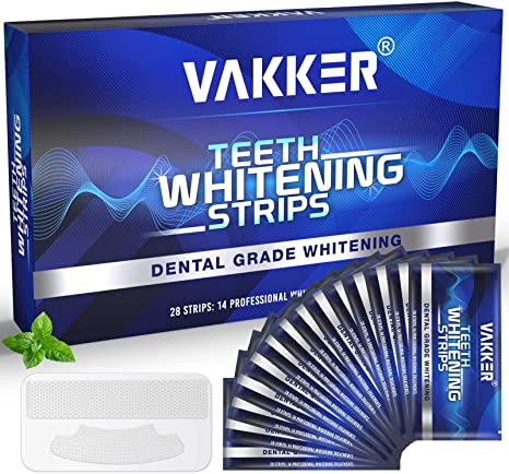 Teeth Whitening Strip, VAKKER 28 Non-Sensitive White Strips Teeth Whitening Kit, 30 mins Fast-Result Teeth Whitener for Tooth Whitening, Up to 11 Shades Whiter, Remove Stains from Coffee, Smoking