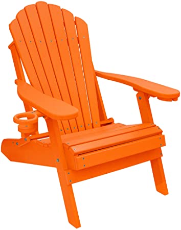 Outer Banks Deluxe Oversized Poly Lumber Folding Adirondack Chair (Bright Orange)