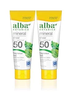 Alba Botanica Mineral Sunscreen Lotion, Broad Spectrum SPF 50 Sunscreen, Water Resistant and Biodegradable, 4 fl. oz. (Pack of 2)