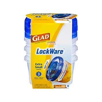 Glad Food Storage Containers, LockWare Extra Small, 9.5 Ounce, 3 Count