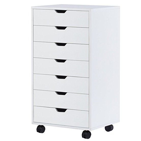 DEVAISE 7-Drawer Mobile Cabinet for Office & Closet in White