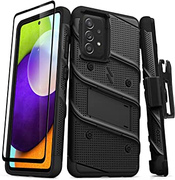 ZIZO Bolt Series for Galaxy A52 5G Case with Screen Protector Kickstand Holster Lanyard - Black