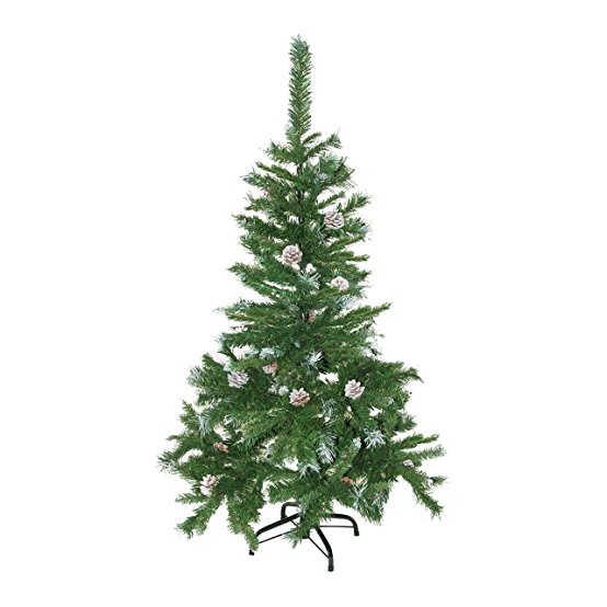 ALEKO CT48H11 Luscious 4 Feet Christmas Tree With White Tips and Snow Covered Pine Cones Artificial Holiday Pine Tree Indoor Holiday Decor