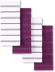 KitchenAid Albany Kitchen Towel 4-Pack Set, Beet/White, 16"x26"