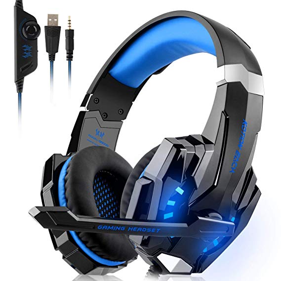 Upgrade Gaming Headset for Xbox One, PS4, PC Controller, DIZA100 Noise Cancelling, Nintendo Switch (Audio) PC Gaming Headphones with Microphone, LED Lights