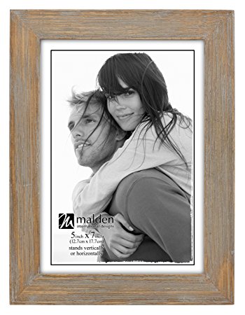 Malden International Designs Linear Rustic Wood Picture Frame, 5x7, Driftwood