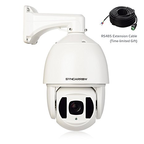 SyncArrow 7" AHD 1080P HD 2.0 Megapixel, 20x Optical Zoom, 200°/s High Speed PTZ, 650ft (200M) IR Distance, IP66 Weatherproof Outdoor Security Dome Camera (D-7V20)