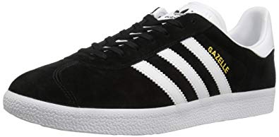 adidas Originals Men's Gazelle Lace-up Sneaker,Black/White/Gold Met,5 M US