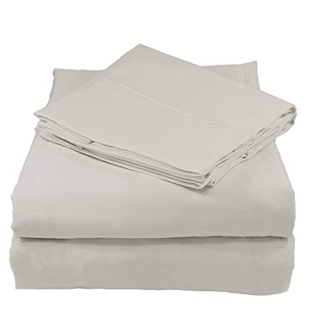 Whisper Organics Bed Sheets, Organic 100% Cotton Sheet Set, 500 Thread Count, 3 Piece: Fitted Sheet, Flat Sheet + 1 Pillowcase (Twin XL, Silver)