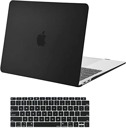 MOSISO Compatible with MacBook Air 13 inch Case 2022 2021 2020 2019 2018 Release A2337 M1 A2179 A1932 Retina Display with Touch ID, Plastic Hard Shell Case & Keyboard Cover Skin, Black