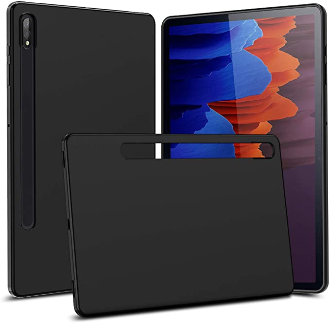 Cbus Wireless Flex-Gel Silicone TPU Case Compatible with Samsung Galaxy Tab S7 Plus (Black)