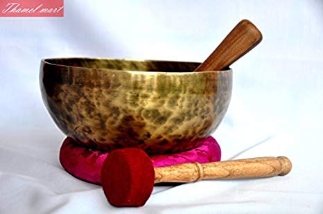 The Heart and High Heart Chakra F Note Antique Hand Hammered Tibetan Meditation Singing Bowl 8 Inches - Yoga Old Bowl By Singing bowl house