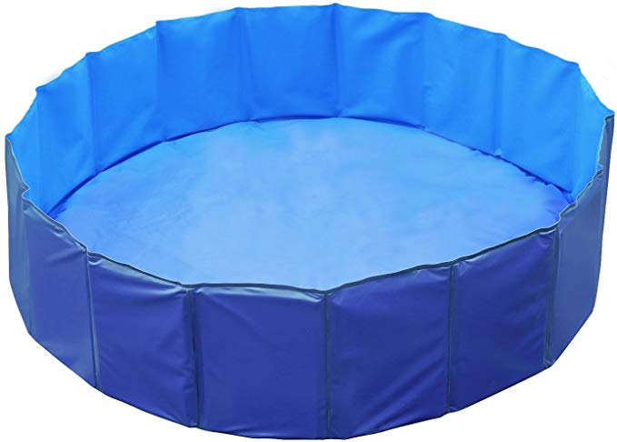 GPCT [63 INCH] Foldable/Portable [Collapsible] Large Dog Pet Bathing Swimming Pool. Durable, Heavy Duty, Bathing Bath Tub Wash Pond Water Washer For Toddlers, Dogs, Cats, Pets [BLUE]