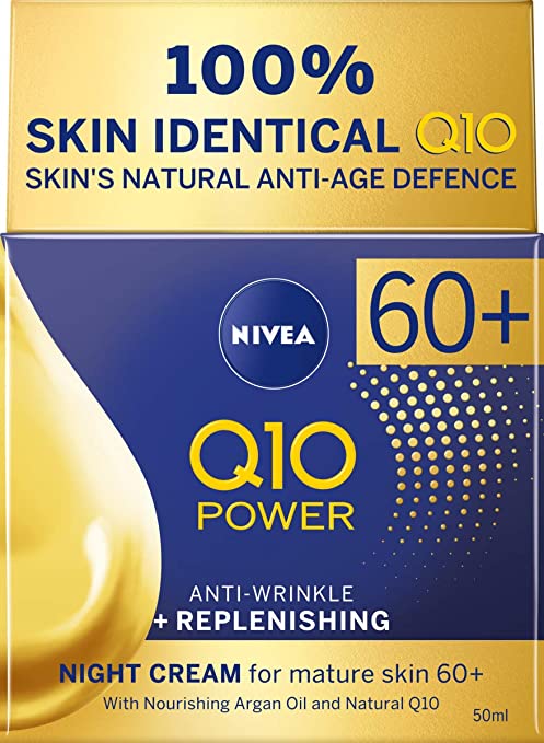 Nivea Q10 Power 60  Skin Anti-Wrinkle   Replenishing Night Cream (50 ml), Powerful Anti Ageing Cream, Night-Time Moisturiser for Women with Coenzyme Q10, Night Face Cream