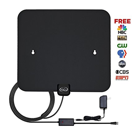 TV Antenna,Vikeri DVB-T9033B High Definition TV Antenna Digital HDTV Antenna 50 Miles indoor TV Antenna with Amplifier Power Supply - 6ft Coaxial Cable