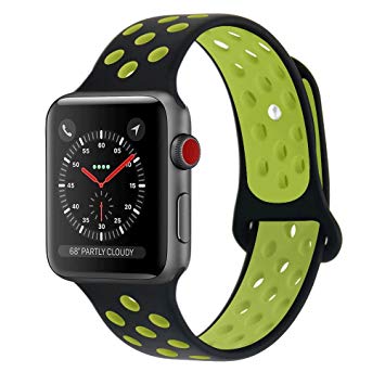 RUOQINI Compatible for Apple Watch 40MM 44MM, Dual-Color Soft Silicone Sport Replacement Band Compatible for Apple Watch Series 4 S/M M/L Size