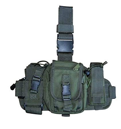 Ultimate Arms Gear Tactical OD Olive Drab Green Military Utility Gear Multi Purpose Drop Leg MOLLE Pouch Platform Rig With Included Three Detachable Pouches