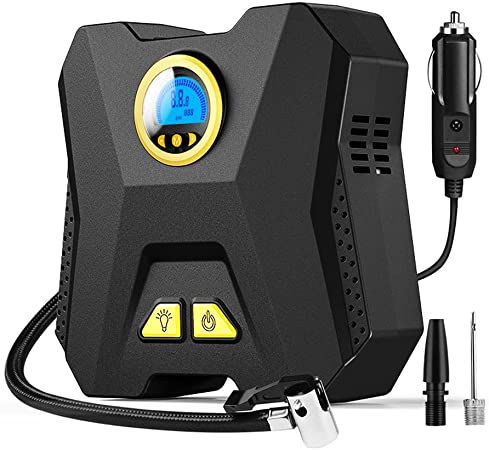 Panlong Tire Inflator Portable Air Compressor DC 12V Digital Air Pump for Car, Bike, Motorcycle Tires, Balloons and Other Inflatables