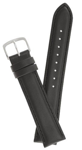 Men's Padded Genuine Leather Watchband Black 20mm Watch Band