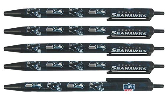 NFL Seattle Seahawks Disposable Black Ink Click Pens, 5-Pack