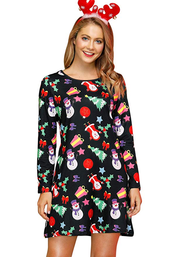 For G and PL Women's Christmas Printed Tunic Dress