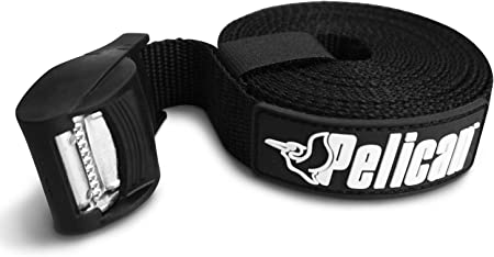 Roof Rack Tie Down Deluxe Strap with Buckle Bumper - For Kayaks, Canoes, Surfboards and Paddle Boards - 15 Feet - PS1955, Black