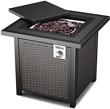 TACKLIFE Gas Fire Pit Table, 28 inch 50,000 BTU Steel Surface Outdoor Propane Fire Table with Durable Cover, ETL Certification Approval