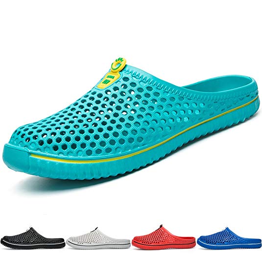 BIGU Unisex Garden Clogs Shoes Slippers Walking Mesh Sandals Water Shoes Summer Beach Breathable Quick Drying Non-Slip Floor Bath Slippers Men Women House Shoes Black White Red Blue Turquoise
