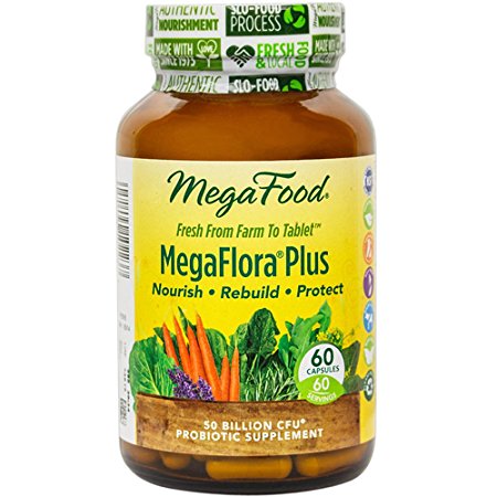 MegaFood - MegaFlora Plus, Supports Intestinal Health, Bowel Regularity & Immunity, 60 Capsules