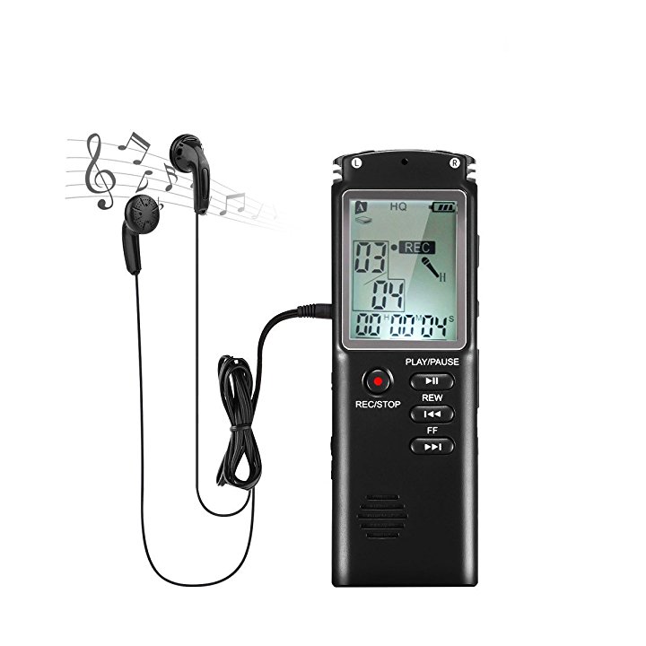 Audio Voice Recorder, ELEGIANT 8GB Rechargeable USB Digital SPY Dictaphone Multifunctional Big LCD Screen Pen & Portable MP3 Music Player with Earphone, Built-in Speaker,Support Three Recording Modes