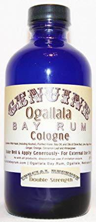 8 oz Genuine Ogallala Bay Rum Cologne – SPECIAL RESERVE Double Strength Cologne comes in a cobalt blue bottle.