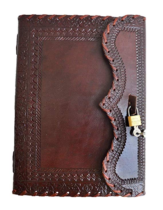 Dios Leather Diary Journal for Men and Woman, Handmade Leather Journal Diary, Unlined Paper with Lock
