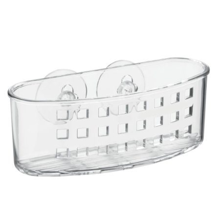 InterDesign Bathroom Shower Suction Caddy Basket for Shampoo, Conditioner, Soap - Clear