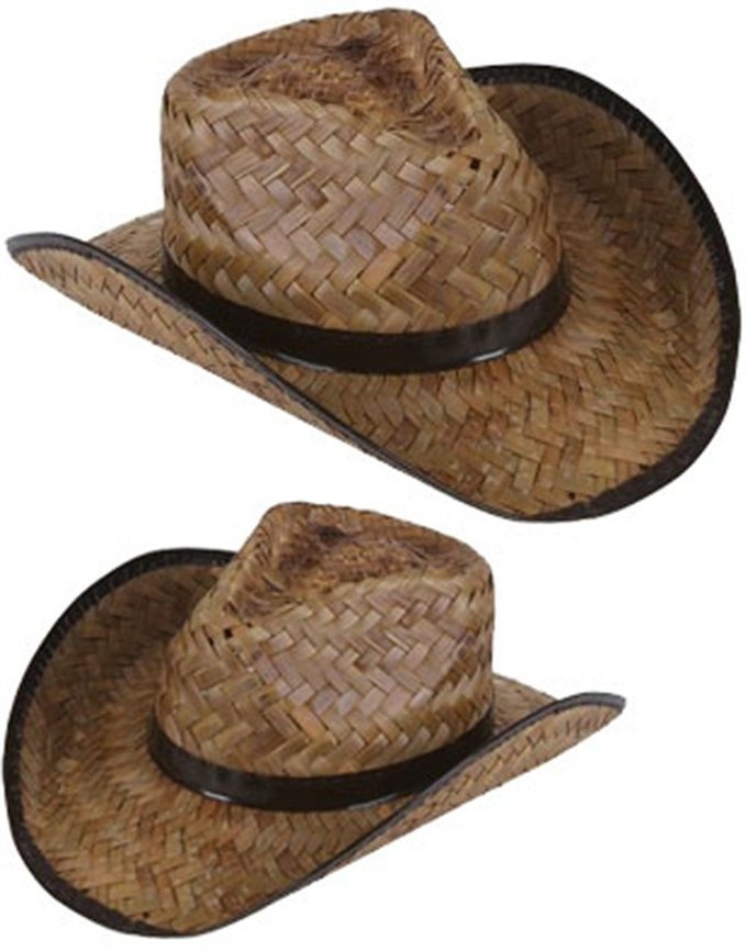 New Men's Women's Stained Brown Woven Straw Cowboy Hat