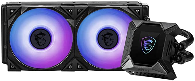 MSI MPG Series RGB CPU Liquid Cooler (AIO): Customizable LCD Screen Design, 240mm Radiator, Dual 120mm RGB PWM Fans, MPG CORELIQUID K240