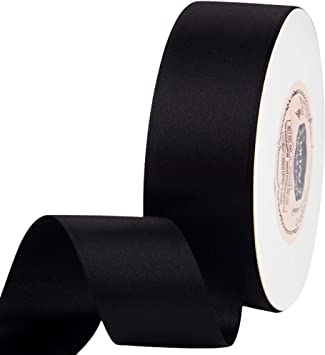 VATIN 1-1/2 inch Wide Double Face Solid Satin Ribbon Roll - 50-Yards (Black)