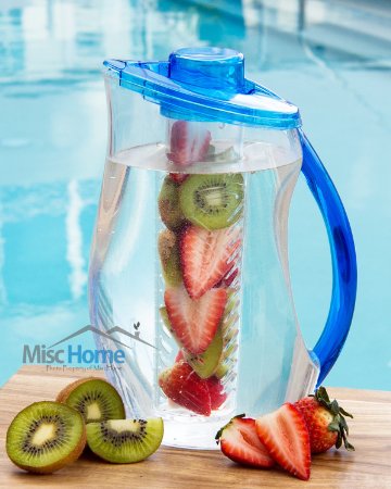 New Design  3.2 Qt Fruit Infuser Water Pitcher 101 Oz BPA Free Acrylic Easy to Use Fruit Infusion Water Pitcher Large Enough to Use to Fill Multiple Fruit Infused Water Bottles