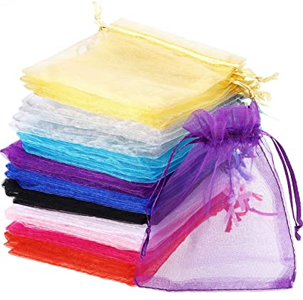 Mudder 50 Pack Organza Gift Bags Wedding Party Favor Bags Jewelry Pouches Wrap, 4 x 4.72 Inches (Multicolor)