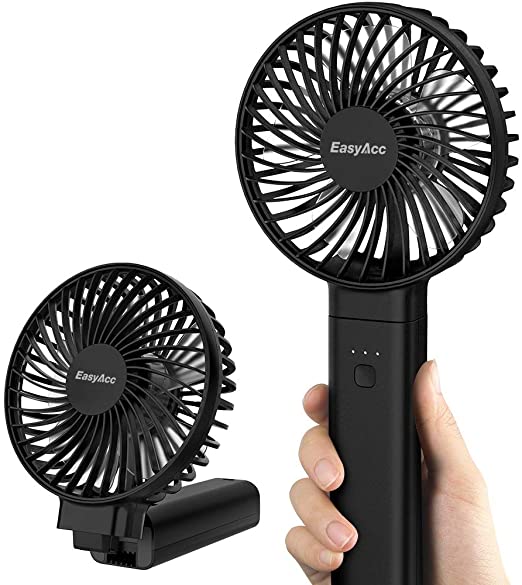 Handheld Fan, EasyAcc 3350mAh Battery Fan 2020 Upgraded Portable Fan with Unique One Touch Power Off USB Desk Fan 3-17 Hours 4 Speeds Strong Winds Personal Cooling Fan for Home Office Outdoor-Black