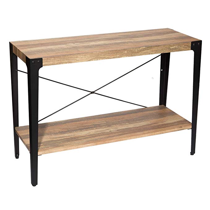 IRONCK Vintage Console Table for Entryway, Entryway Table with Storage, 1.97" Thick MDF Board with Angle Iron Frame,Rustic Home Decor