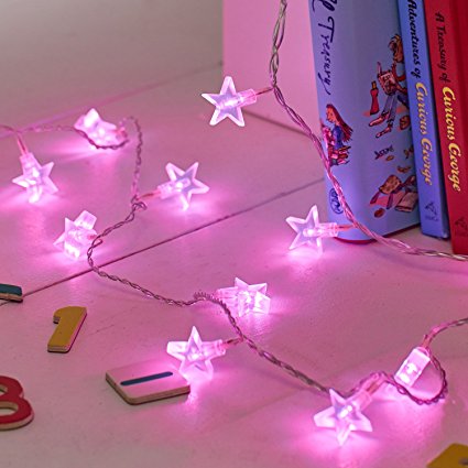 Indoor Star Fairy Lights with 30 Pink LEDs by Lights4fun