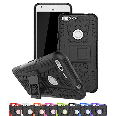 Google Pixel XL Case, Ueokeird Hybrid Dual Layer Armor Protective Phone Case Cover with kickstand for Google Pixel XL (black)