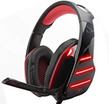 Gaming Headset for PS4, Beexcellent Xbox One Headset with Mic, Noise Cancelling Over Ear PS4 Headphones, Red Gaming Headphones with LED Light, Bass Surround, Soft Memory Earmuffs for Laptop, Mac, iPad