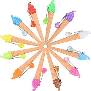 12 Pieces Ice Cream Pen Novelty Cute Ink Pen Assorted Color Summer Writing Pen for Kids School Supplies Party Favor