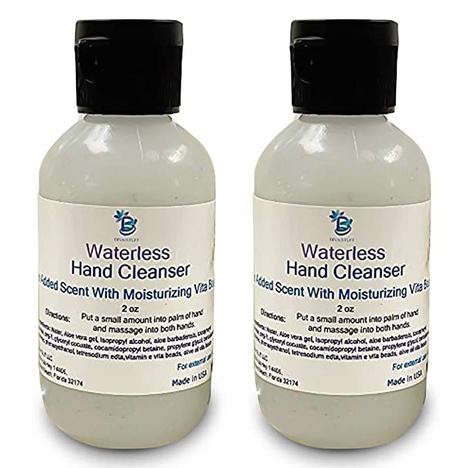 Waterless (No Water Needed for Rinsing) Hand Cleanser (Unscented) - 2 pack