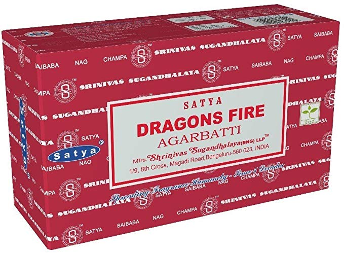Satya Bangalore (BNG) Dragon's Fire Incense Sticks 12 boxes x 15 g (180 grams total)